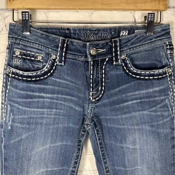 Miss Me Jeans Womens 27 Signature Boot Bootcut Denim Pants  JP5014-8 - Picture 2 of 11